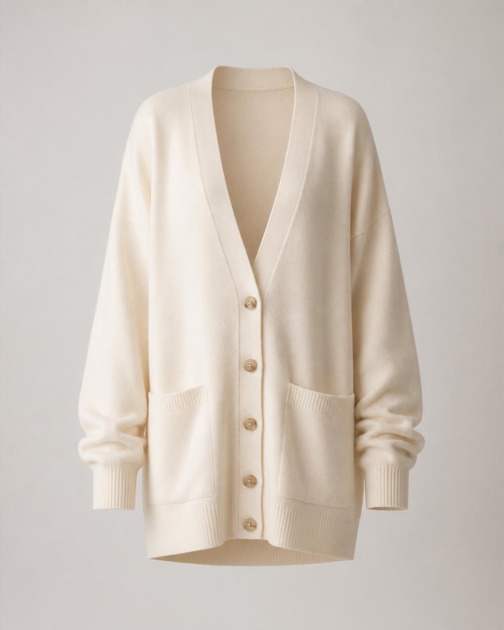 Cream oversized cashmere cardigan