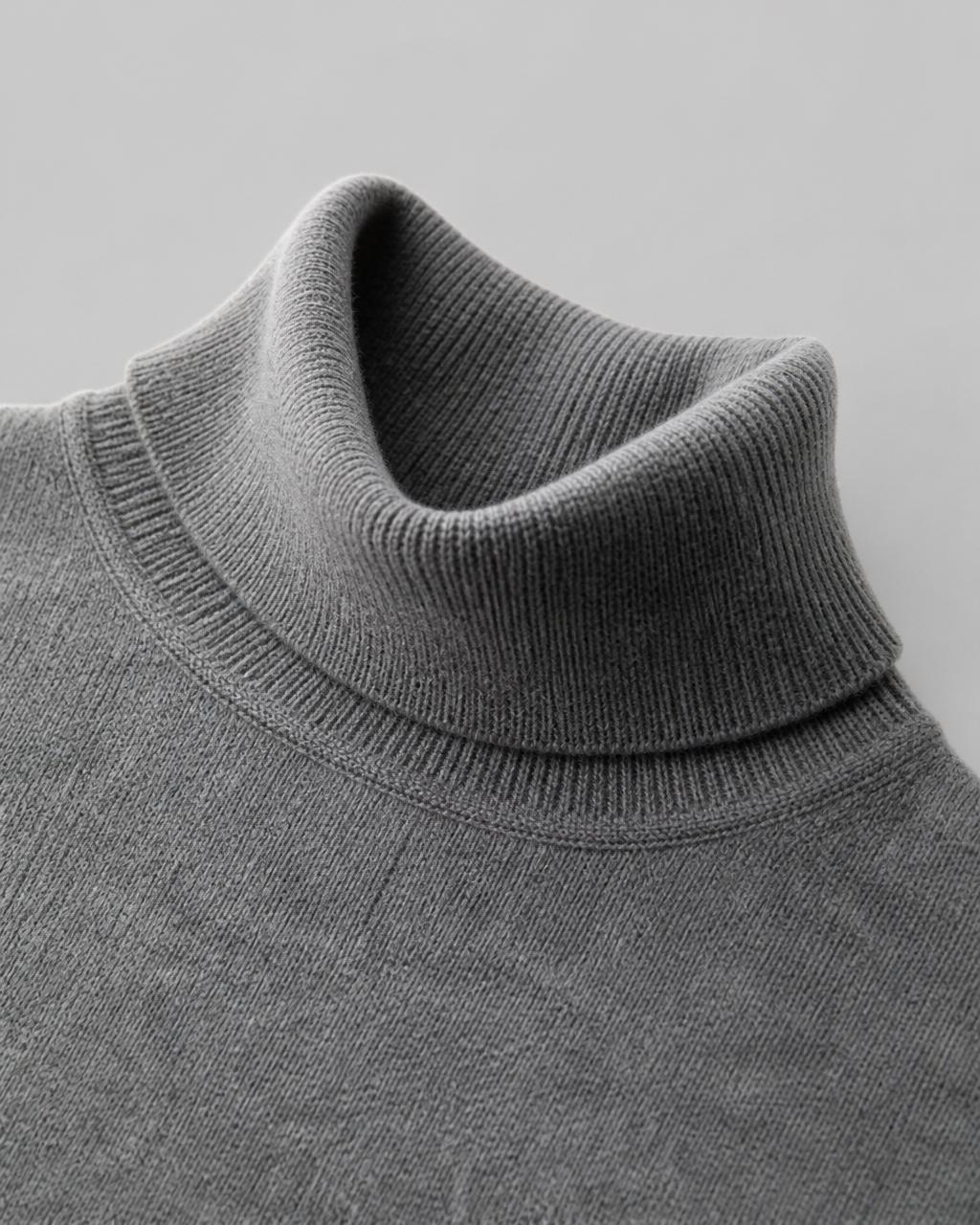 Grey merino turtleneck alternative view